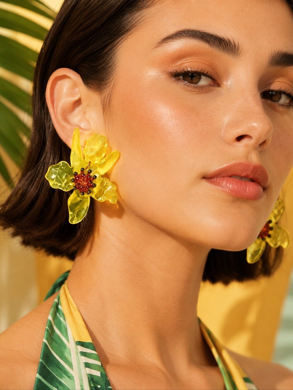 MODCLOTH ACRYLIC RHINESTONE FLORAL EARRINGS